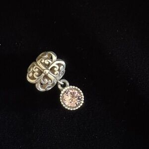 Elegant Brighton Silver Charm with Pink Swarovski crystal Gemstone